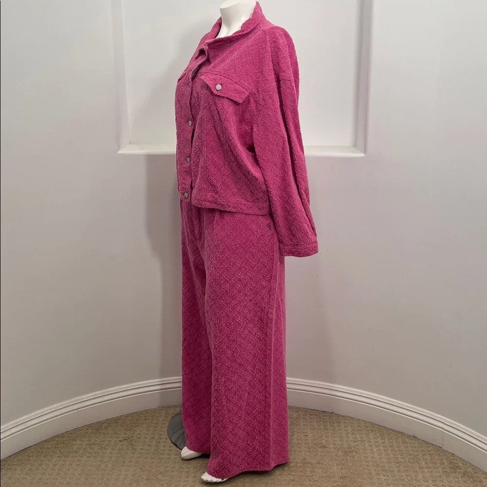 CIDER Pink Jacquard Denim Jacket & Pants Set Size 3XL NWT